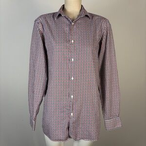 ❤️Ben Sherman Red Blue Gingham Plaid Button Down Shirt S